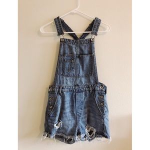 Distressed Denim Shortalls